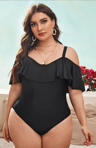 THE LUXE CLASSIC NK BLACK RUFFLE SWIMSUIT- NKSW8