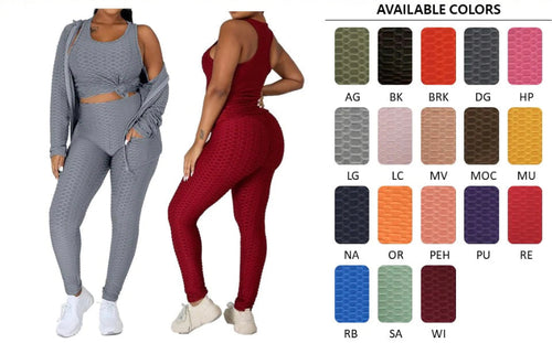 THE LUXE NK GLAM GIRL ACTIVE & LOUNGE WEAR COLLECTION - 3PC WAFFLE SET HOODIE SET/ PLUS SIZE - DWS2001P