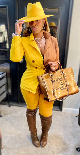 THE LUXE CLASSIC NK MUSTARD TWO TONE PANT SET-NK111