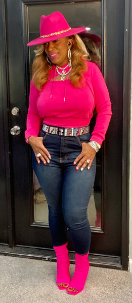 THE LUXE NK GLAM HOT PINK HOODIE SET - NK339