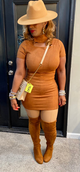 THE LUXE NK GLAM SUEDE BODY CON SHIRT / DRESS - NK207