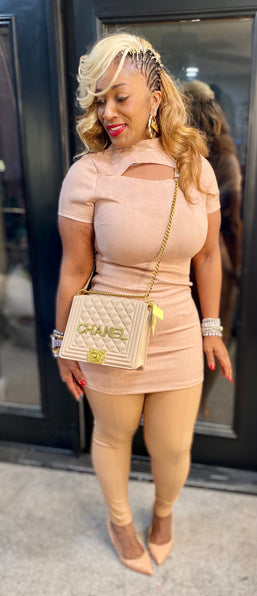 THE LUXE NK GLAM SUEDE BODY CON SHIRT / DRESS - NK207