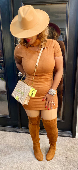 THE LUXE NK GLAM SUEDE BODY CON SHIRT / DRESS - NK207