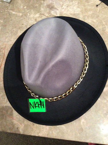 THE LUXE NK GLAM 2 TONE CUBAN LINK FEDORA HAT - NKH4