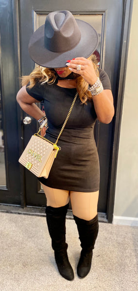 THE LUXE NK GLAM SUEDE BODY CON SHIRT / DRESS - NK207