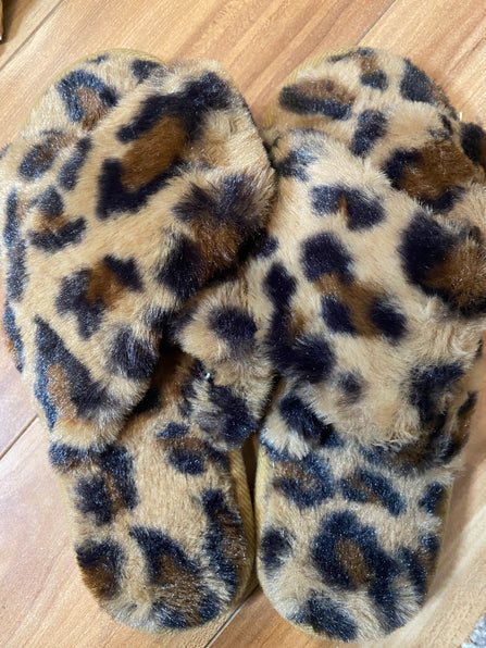 THE LUXE NK GLAM LEOPARD FUR BEDROOM SLIPPERS - NKF500