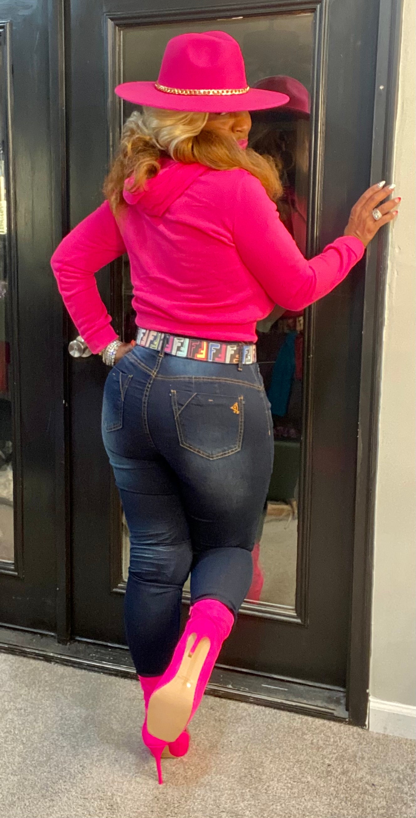 THE LUXE NK GLAM HOT PINK HOODIE SET - NK339