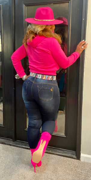 THE LUXE NK GLAM HOT PINK HOODIE SET - NK339