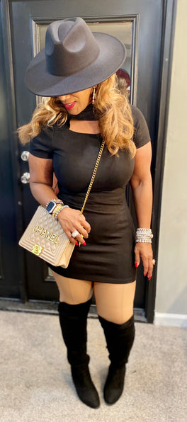 THE LUXE NK GLAM SUEDE BODY CON SHIRT / DRESS - NK207