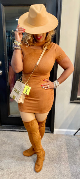 THE LUXE NK GLAM SUEDE BODY CON SHIRT / DRESS - NK207