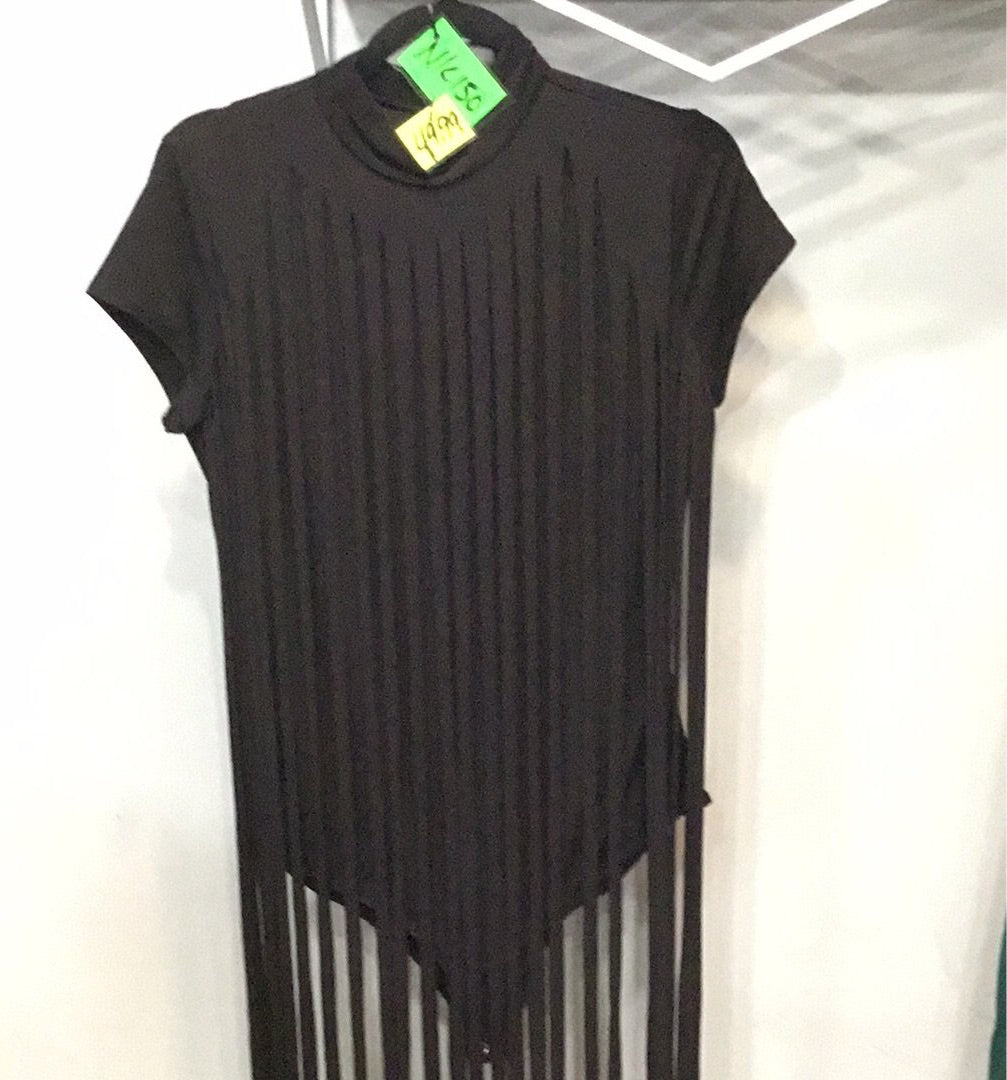 THE CLASSIC NK BLACK BODY TOP w/tassels -NK150