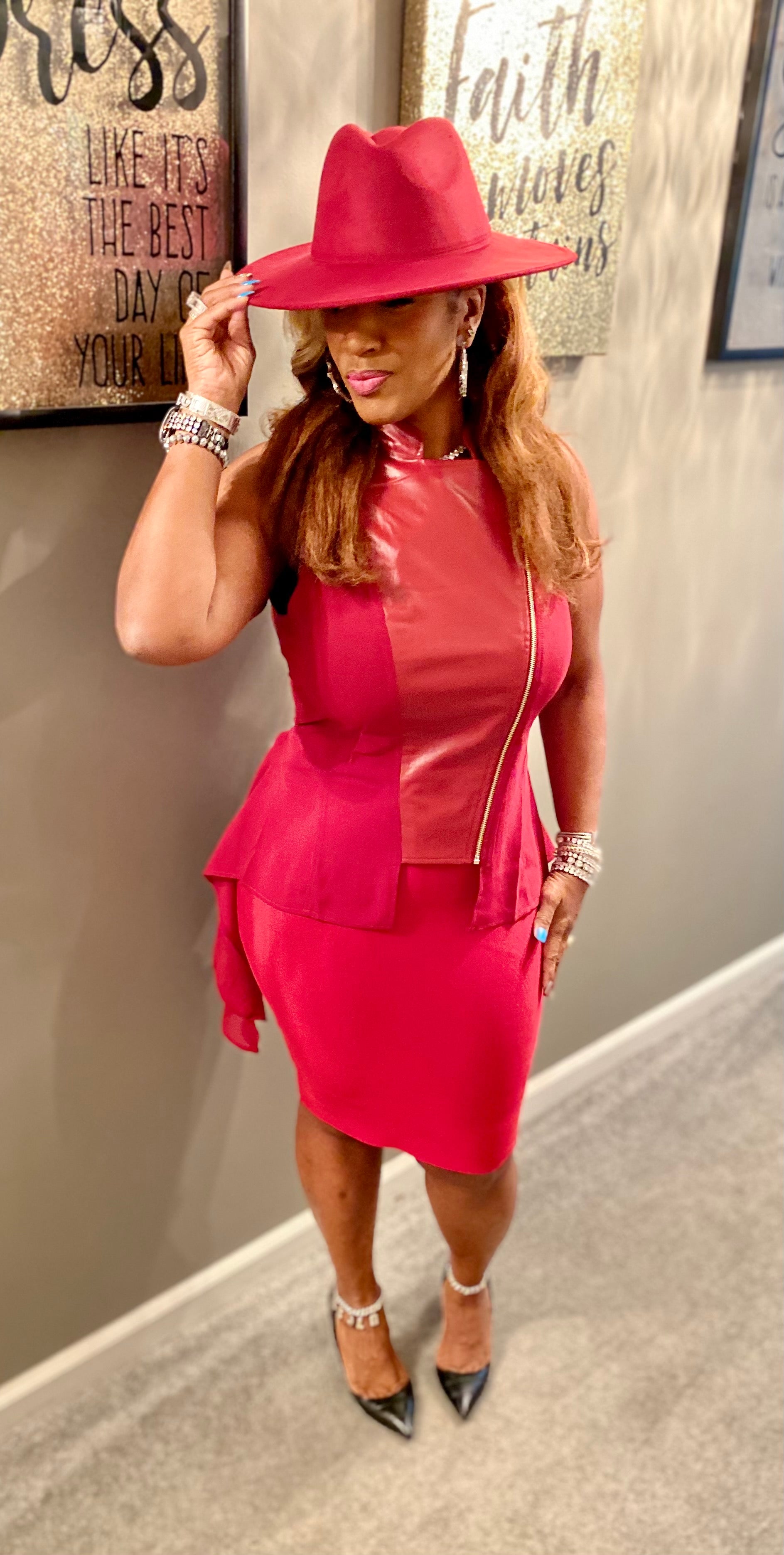 THE LUXE NK GLAM FAUX LEATHER ZIP TOP - NKA200