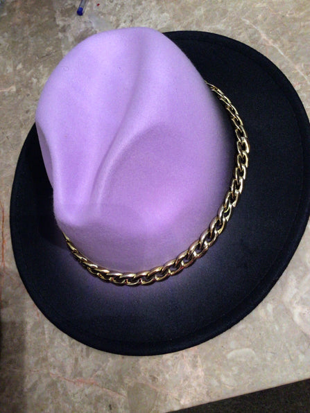 THE LUXE NK GLAM 2 TONE CUBAN LINK FEDORA HAT - NKH4