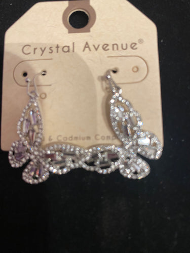 THE LUXE NK GLAM GIRL LUXURY JEWELRY COLLECTION - CZ RHINESTONE BUTTERFLY STUD EARRINGS