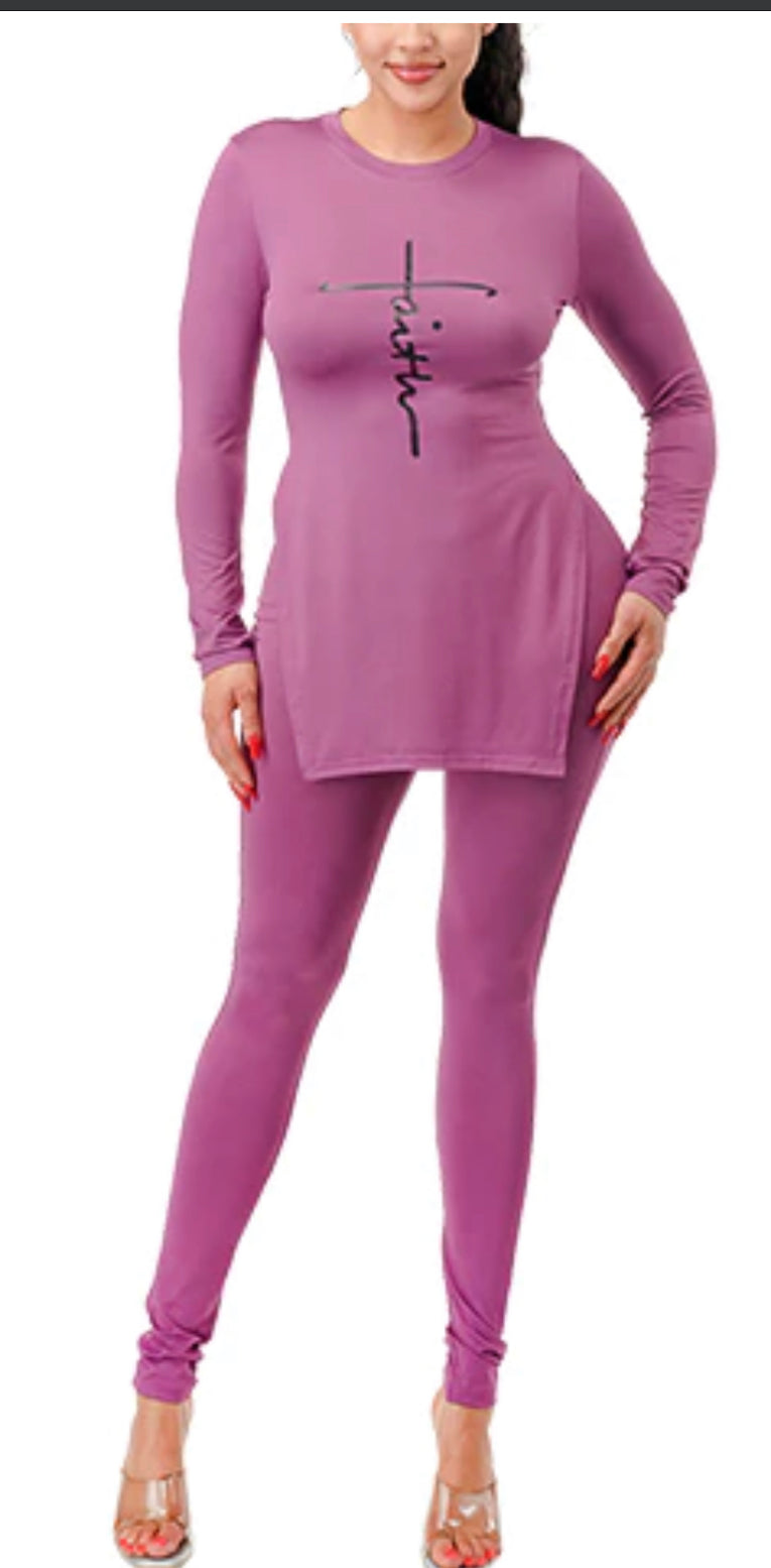 THE LUXE NK GLAM GIRL SPRING COLLECTION - I HAVE THE FAITH 2 PC LONG SLEEVE SET - MMS3002