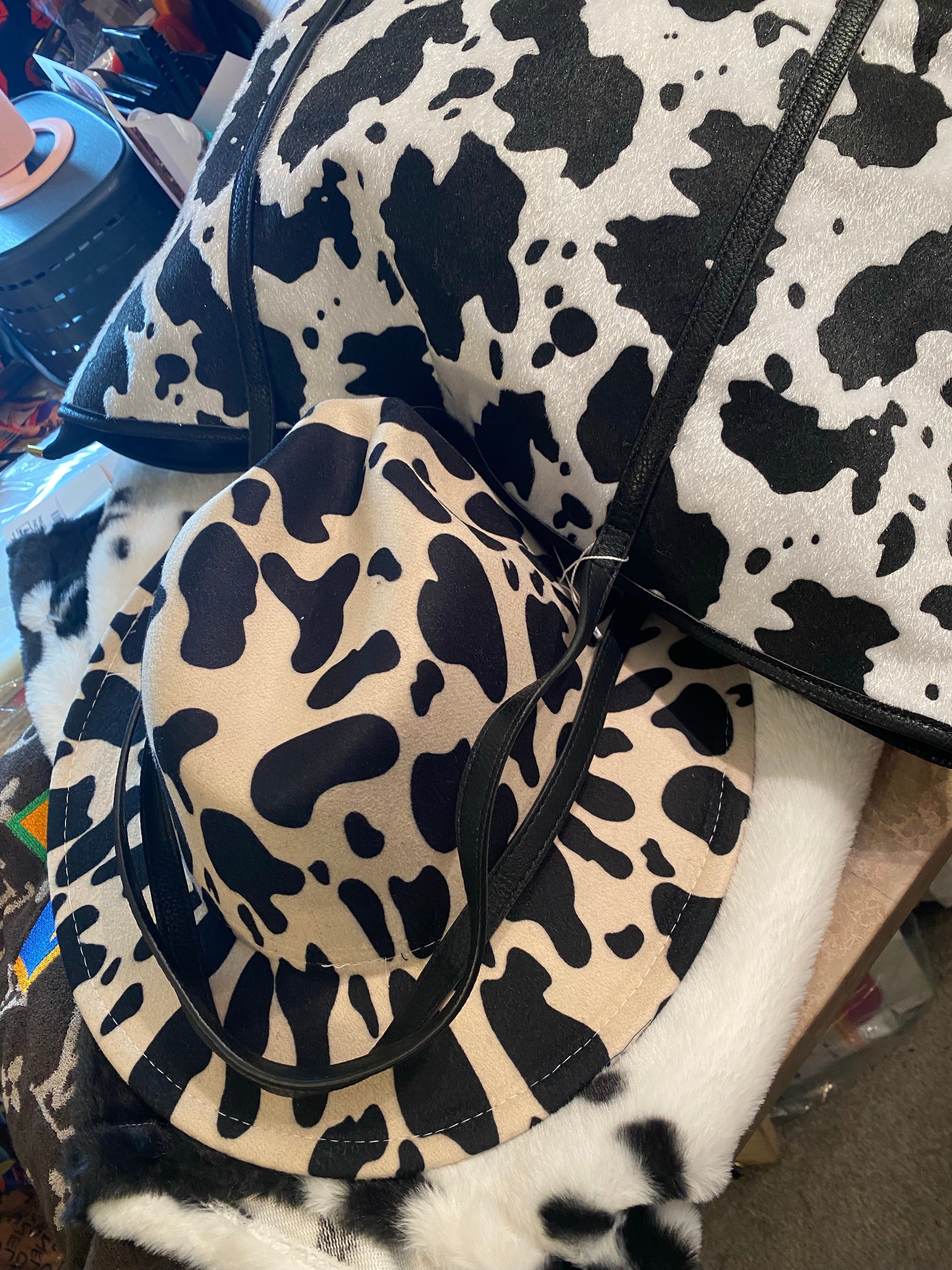 THE LUXE NK GLAM COW PUNCHO AND HAT SET - COWPRINT