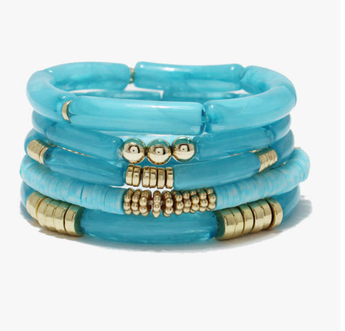 THE LUXE NK GLAM FLY GIRL LUXURY JEWELRY COLLECTION - THE CELLULOID ACETATE MULTI LAYERED BRACELET SET - 88738
