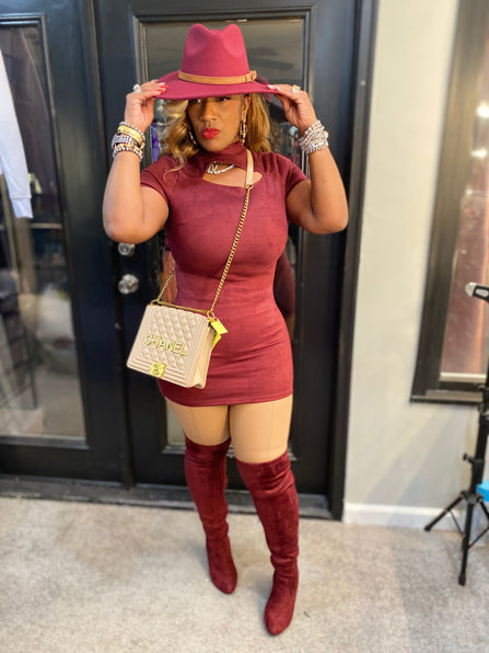 THE LUXE NK GLAM SUEDE BODY CON SHIRT / DRESS - NK207