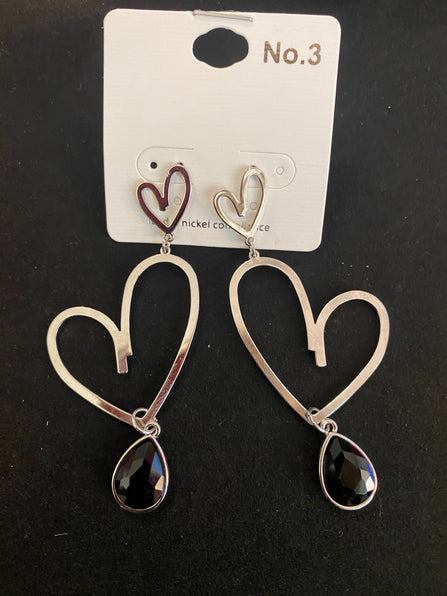 THE LUXE NK GLAM GIRL ACCESSORY & BELT COLLECTION - DOUBLE HEART RHINESTONE EARRINGS  - VE3327