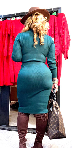 THE LUXE CLASSIC NK FORREST GREEN SWEATER DRESS-NK161