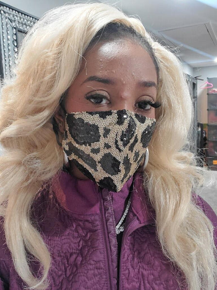 THE LUXE CLASSIC NK GLAM BLACK LEOPARD MASK- M20