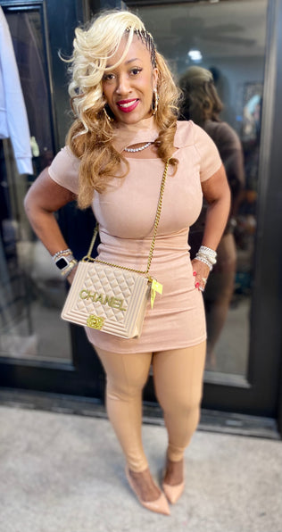 THE LUXE NK GLAM SUEDE BODY CON SHIRT / DRESS - NK207