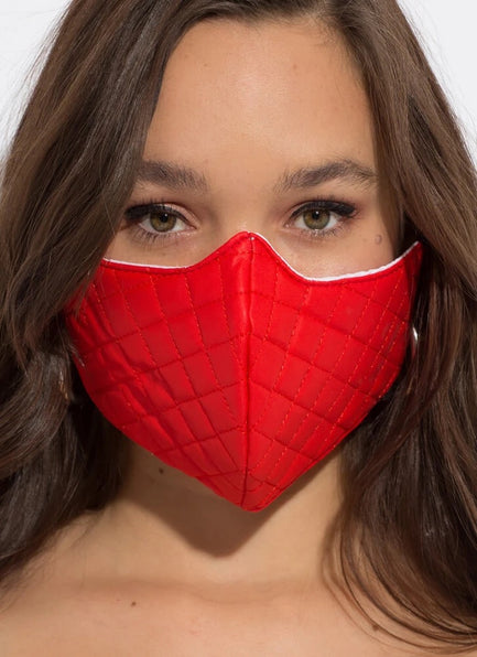 THE LUXE CLASSIC NK GLAM RED QUILTED MASK - M8