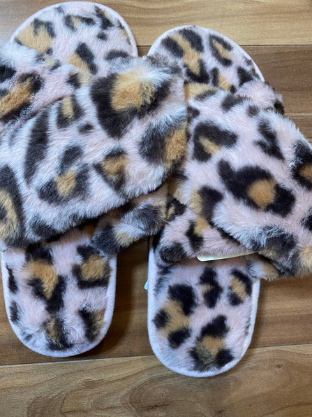 THE LUXE NK GLAM LEOPARD FUR BEDROOM SLIPPERS - NKF500