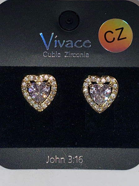THE LUXE NK GLAM GIRL LUXURY JEWELRY COLLECTION - CZ HEART RHINESTONE STUD EARRINGS