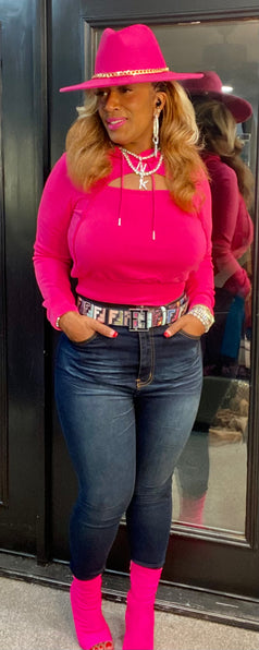 THE LUXE NK GLAM HOT PINK HOODIE SET - NK339