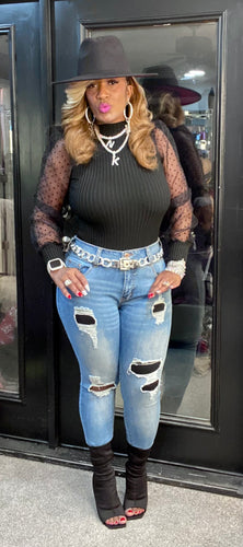 THE LUXE NK GLAM JAGGED EDGE RIPPED DISTRESS JEANS - NK305