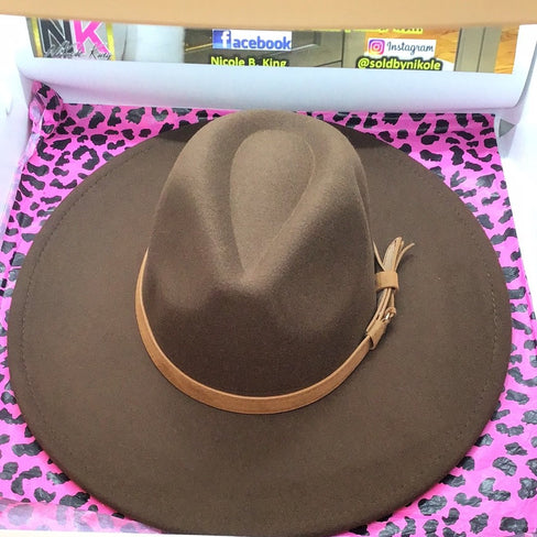 THE LUXE CLASSIC BROWN BELT FEDORA HATS- NKH4