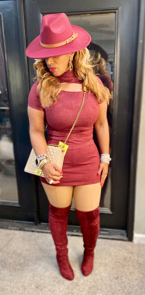 THE LUXE NK GLAM SUEDE BODY CON SHIRT / DRESS - NK207