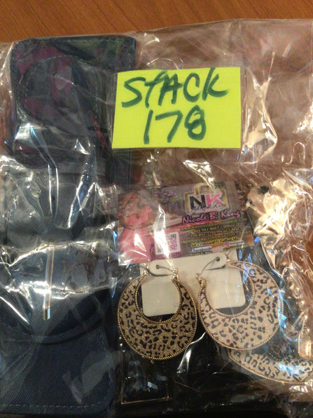 THE LUXE NK GLAM CUSTOM DENIM CHEETAH STACK BRACELET SET - STACK178