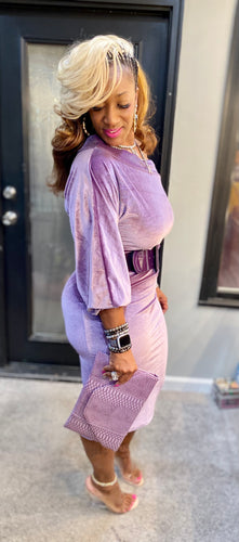 The LUXE NK Velvet Off shoulder Midi Dress- NK120