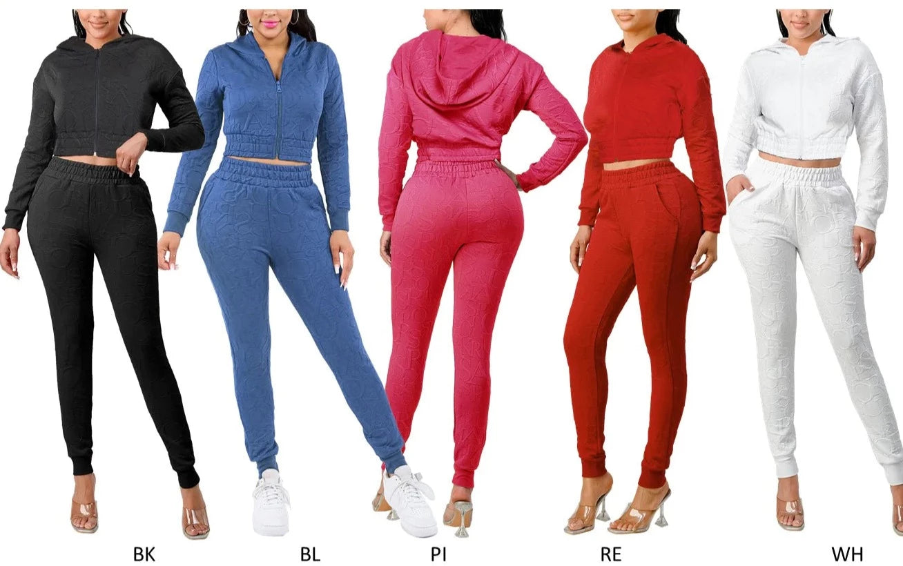 THE LUXE NK GLAM GIRL ACTIVE WEAR & LOUNGE WEAR COLLECTION - JAQUARD CROP JOGGING SET - JAC20SET