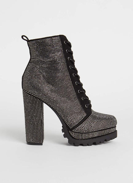 The LUXE NK Rhinestone Combat Boots-NKF41